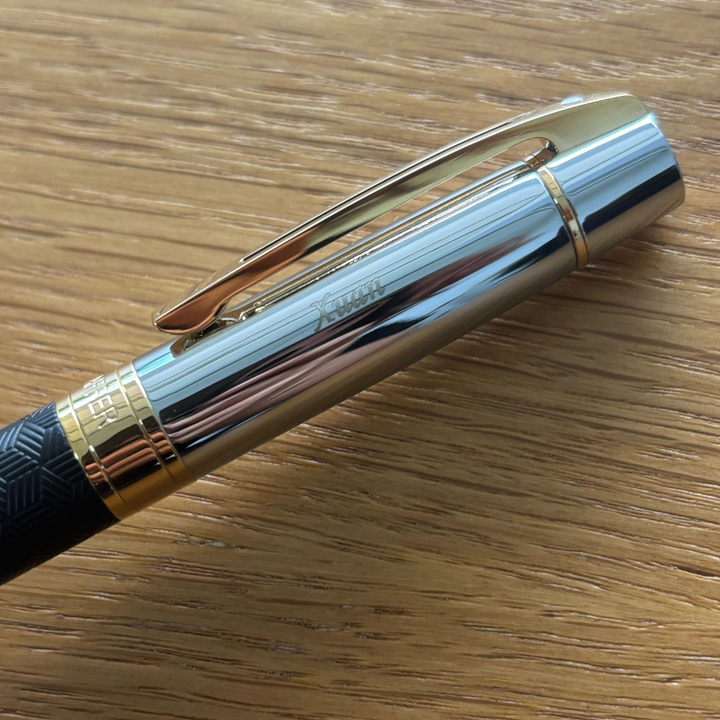 Personalized Name Engraving On Sheaffer 300 E9347 Engraved Matt Black With Gold Trims Rollerball Pen (WW30)