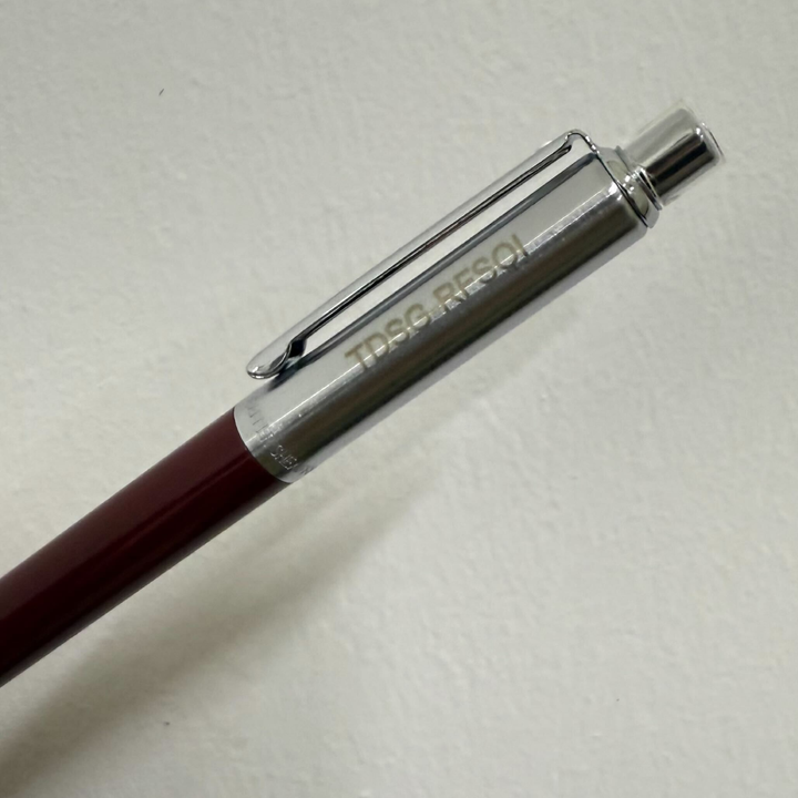 Personalized Name Engraving On Sheaffer Sentinel Burgundy and Chrome Ballpoint Pen With Chrome Trims