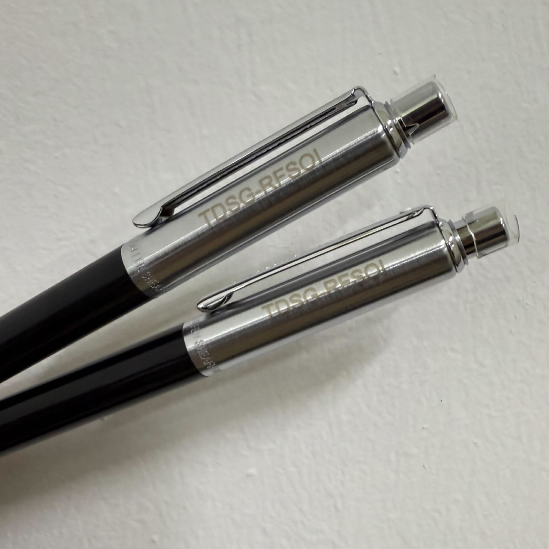 Personalized Name Engraving On Sheaffer Sentinel Black and Chrome Ballpoint Pen With Chrome Trims