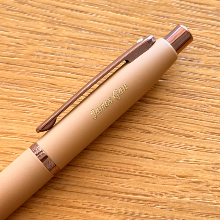 Personalised name engraving on Sheaffer VFM E9428 Coffee Edition Matte Brown  With Regal Brown PVD Trims Ballpoint Pen — Cityluxe