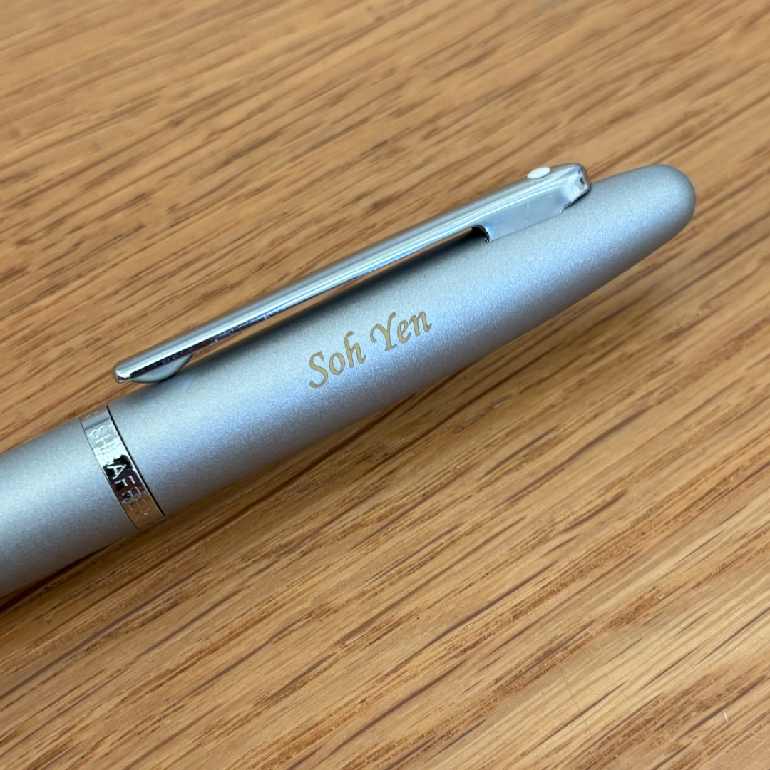Personalized Name Engraving On Sheaffer  VFM E9400 Strobe Silver With Chrome Trims Rollerball Pen (WW31)