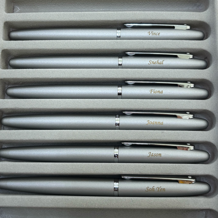 Personalized Name Engraving On Sheaffer  VFM E9400 Strobe Silver With Chrome Trims Rollerball Pen