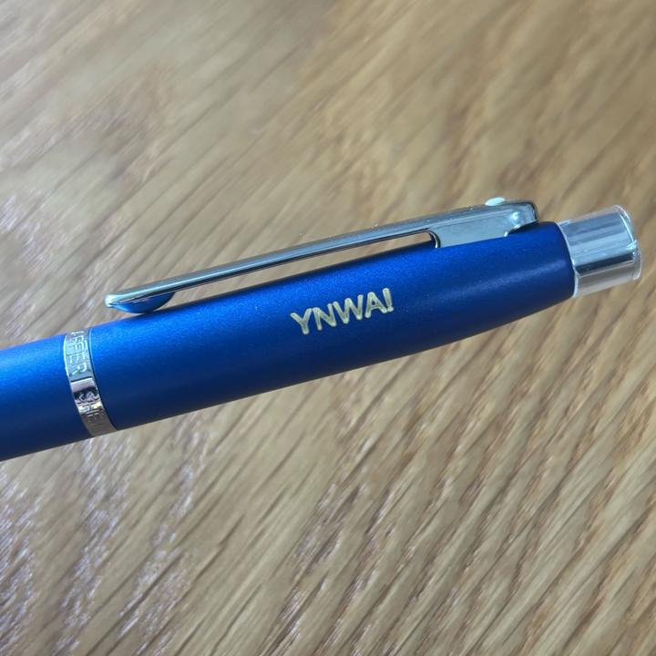 Personalized Name Engraving On Sheaffer VFM E9401 Neon Blue With Chrome Trims Ballpoint Pen (WW31)