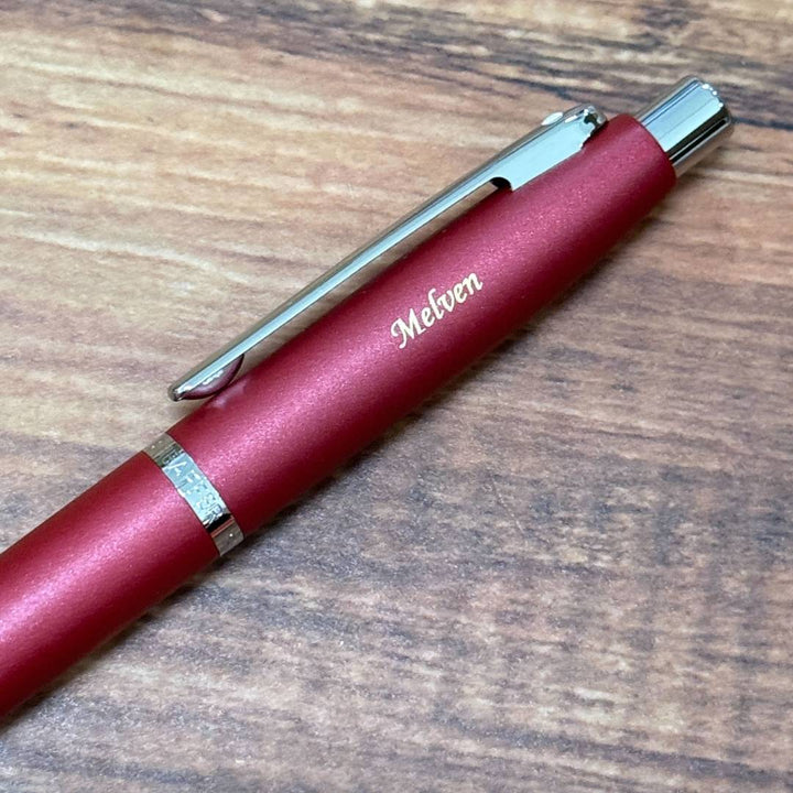 Personalized Name Engraving On Sheaffer  VFM E9403 Excessive Red With Chrome Trims Ballpoint Pen (WW31)