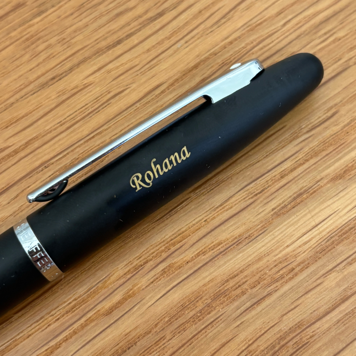 Personalized Name Engraving On Sheaffer  VFM E9405 Matte Black With Chrome Trims Rollerball Pen (WW31)
