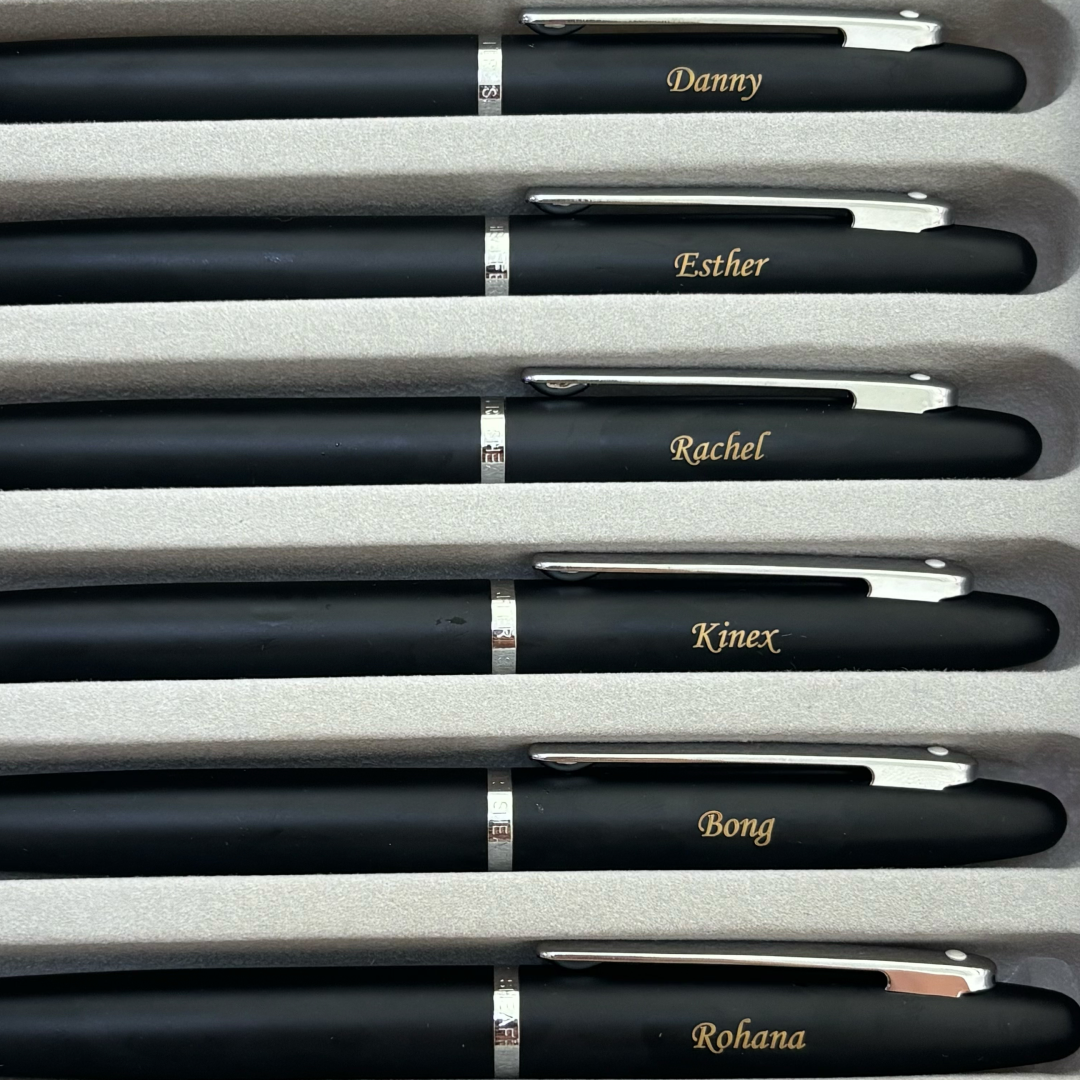 Personalized Name Engraving On Sheaffer  VFM E9405 Matte Black With Chrome Trims Rollerball Pen