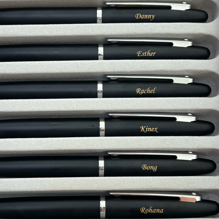 Personalized Name Engraving On Sheaffer  VFM E9405 Matte Black With Chrome Trims Rollerball Pen