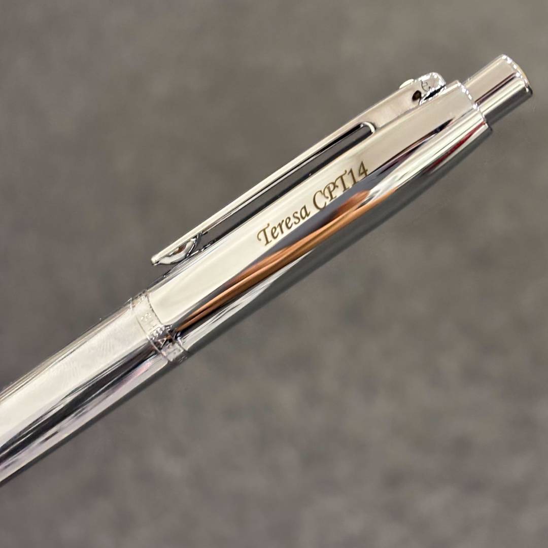 Personalized Name Engraving On Sheaffer VFM E9421 Ballpoint Pen - Polished Chrome with Chrome Plated Trims