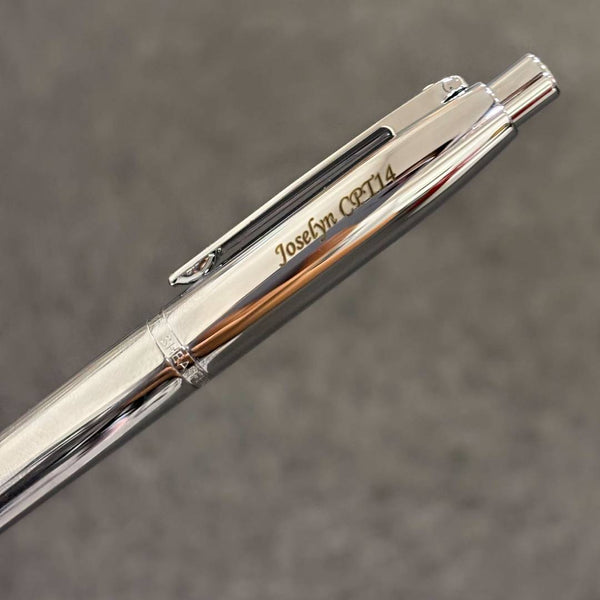 将图片加载到图库查看器，Personalized Name Engraving On Sheaffer VFM E9421 Ballpoint Pen - Polished Chrome with Chrome Plated Trims
