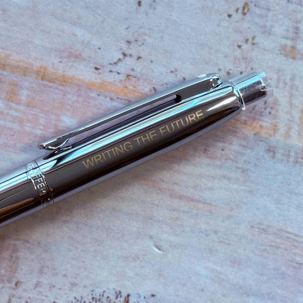 将图片加载到图库查看器，Personalized Name Engraving On Sheaffer VFM E9421 Ballpoint Pen - Polished Chrome with Chrome Plated Trims
