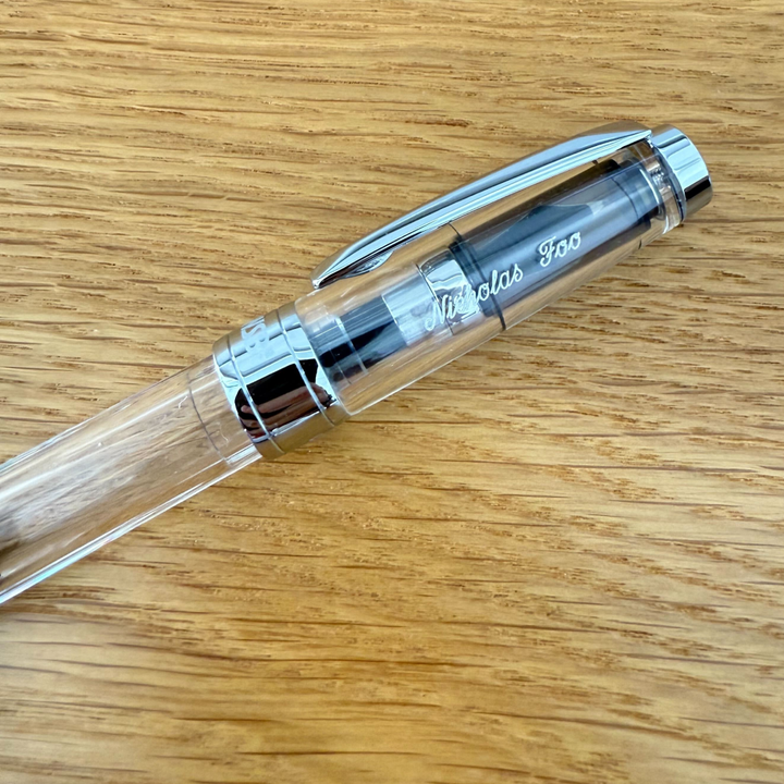 Personalized Name Engraving On TWSBI Diamond 580 Fountain Pen Clear