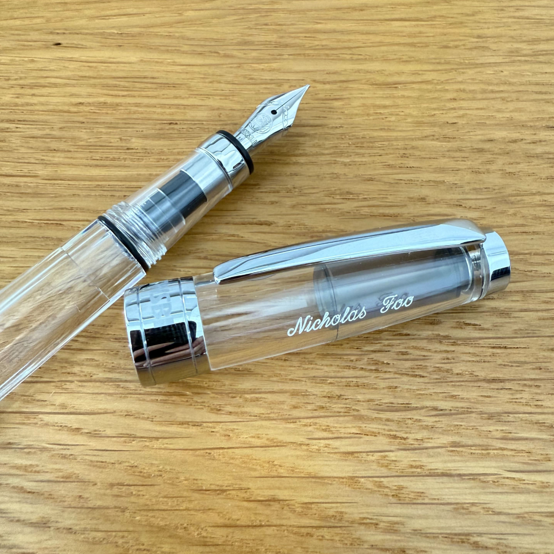 Personalized Name Engraving On TWSBI Diamond 580 Fountain Pen Clear