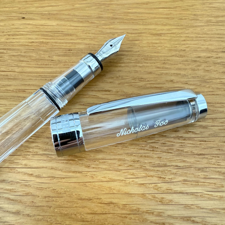 Personalized Name Engraving On TWSBI Diamond 580 Fountain Pen Clear