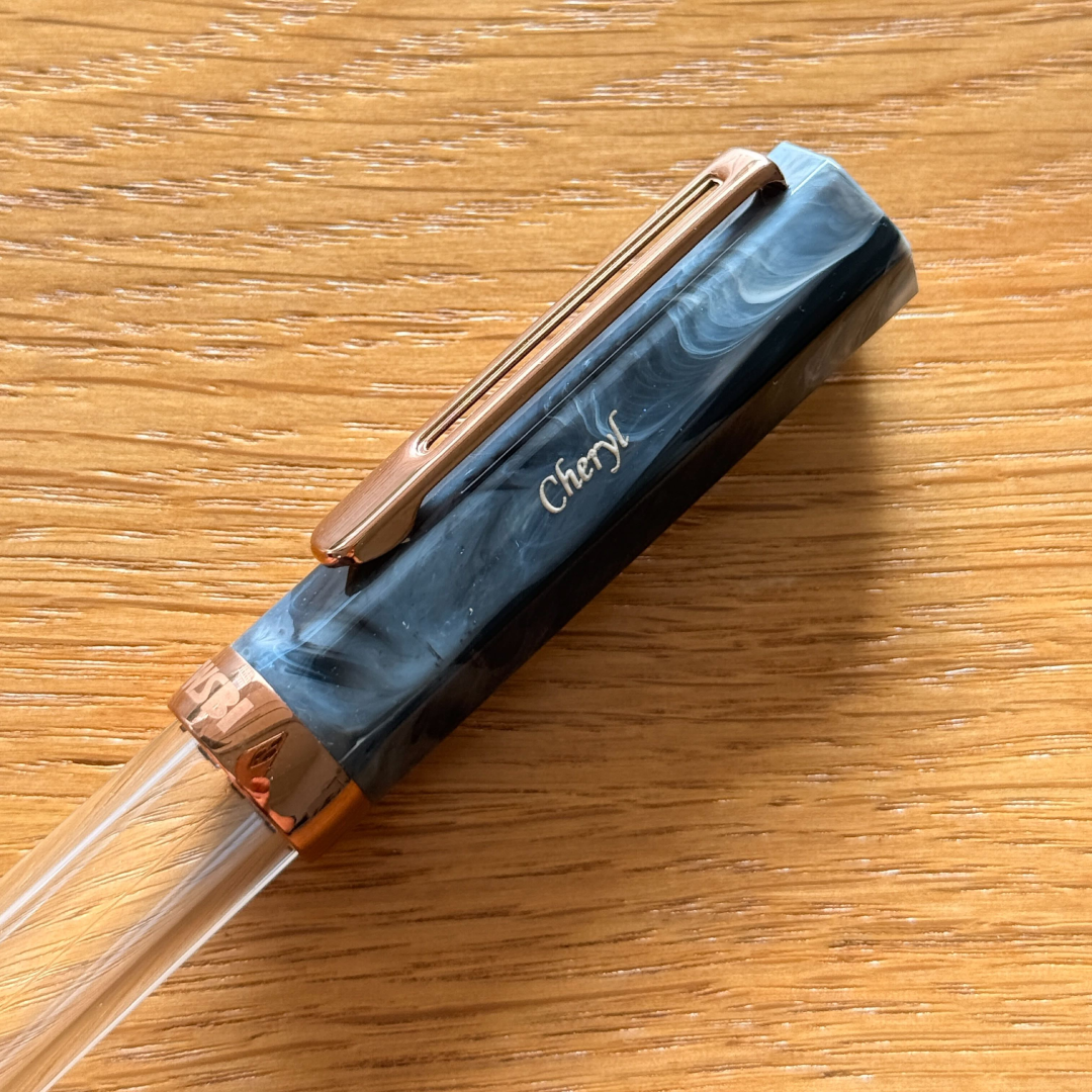 Personalized Name Engraving On TWSBI ECO Black Marble with Bronze Fountain Pen