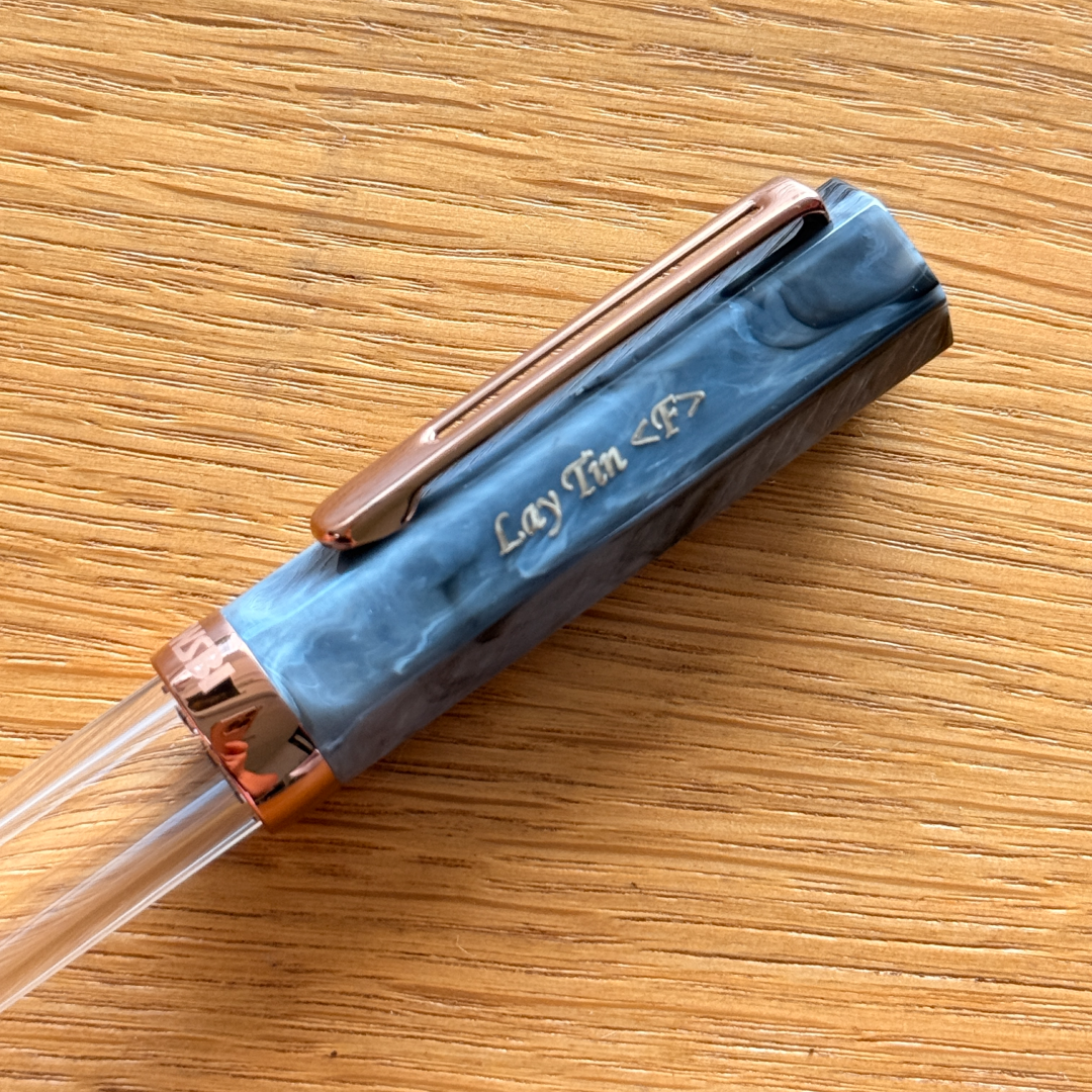 Personalised name engraving on TWSBI ECO Black Marble with Bronze Fountain  Pen at Cityluxe WorkRoom