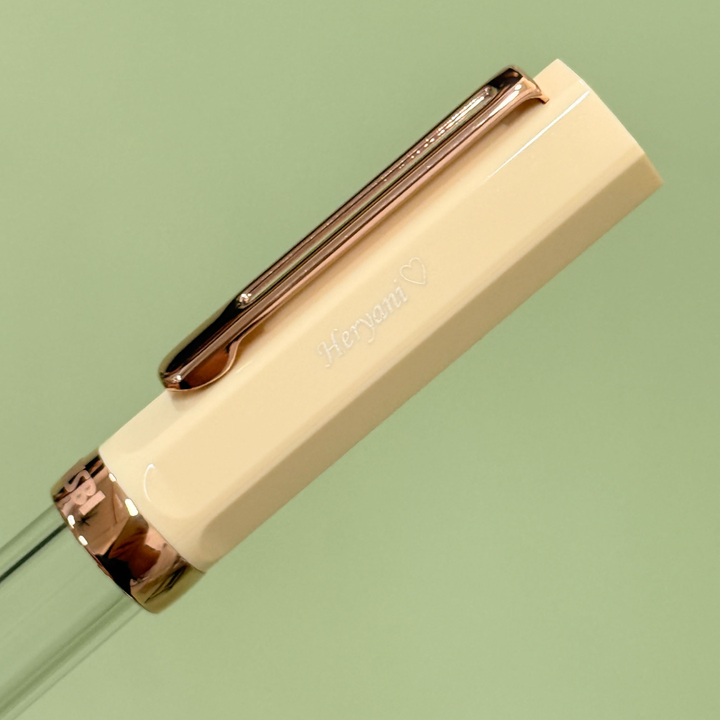 Personalized Name Engraving On TWSBI ECO Fountain Pen - Creme with Rose Gold