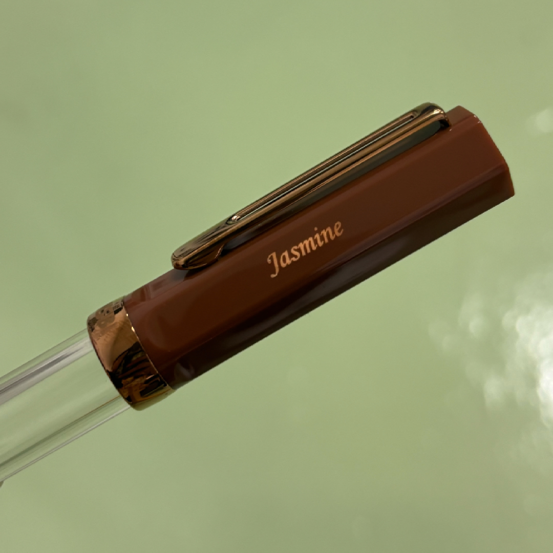 Personalized Name Engraving On TWSBI ECO Fountain Pen - Espresso with Bronze Trim