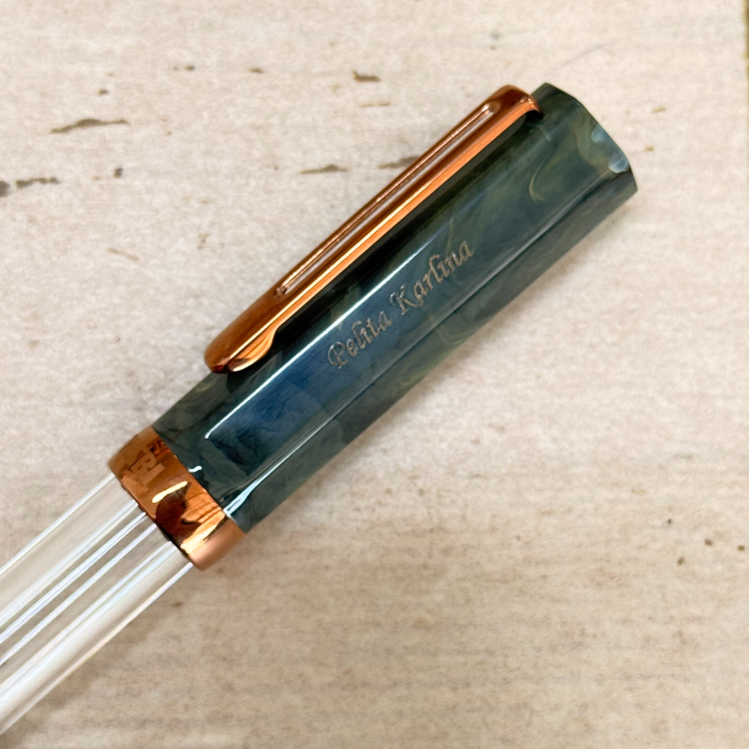 Personalised name engraving on TWSBI ECO Fountain Pen - Serpentine with Bronze