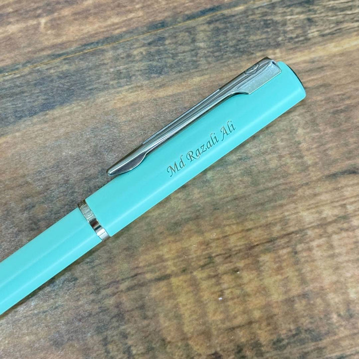 Personalized Name Engraving On Waterman Allure Ballpoint Pen + Pen Sleeve Gift Set - Pastel Green