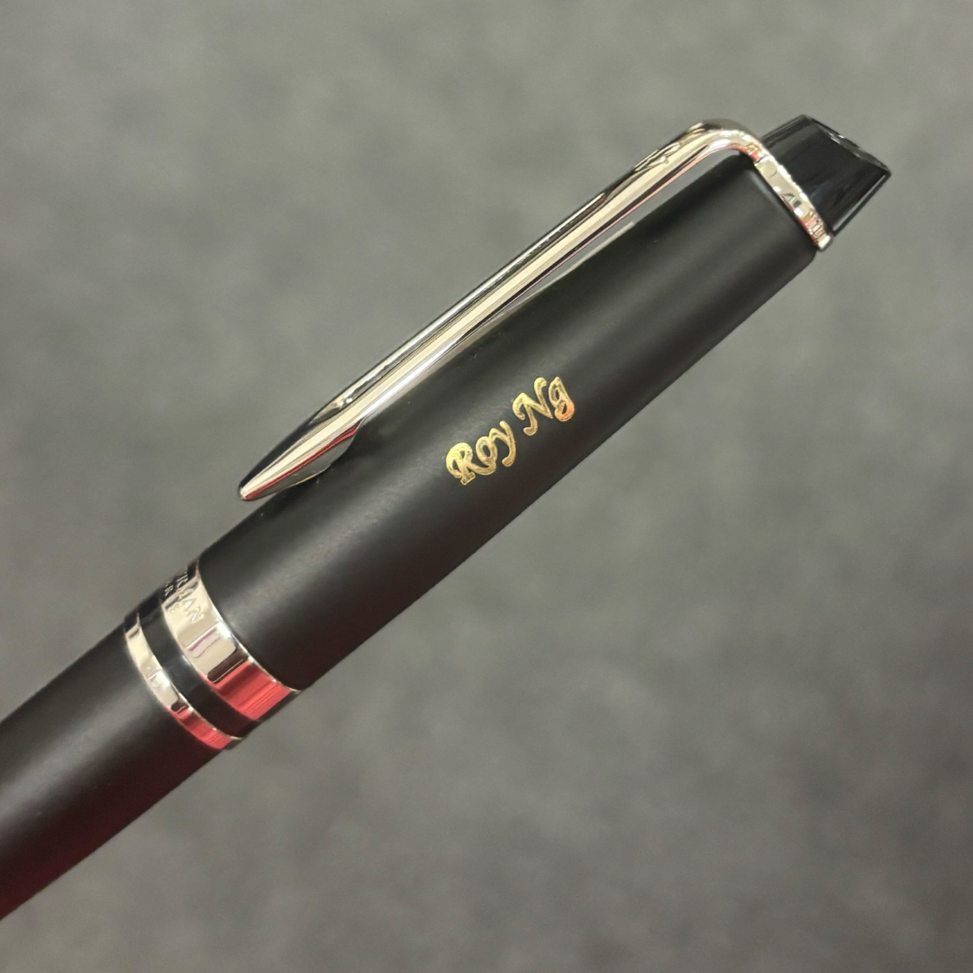 Personalized Name Engraving On Waterman Expert Matte Black Ballpoint Pen