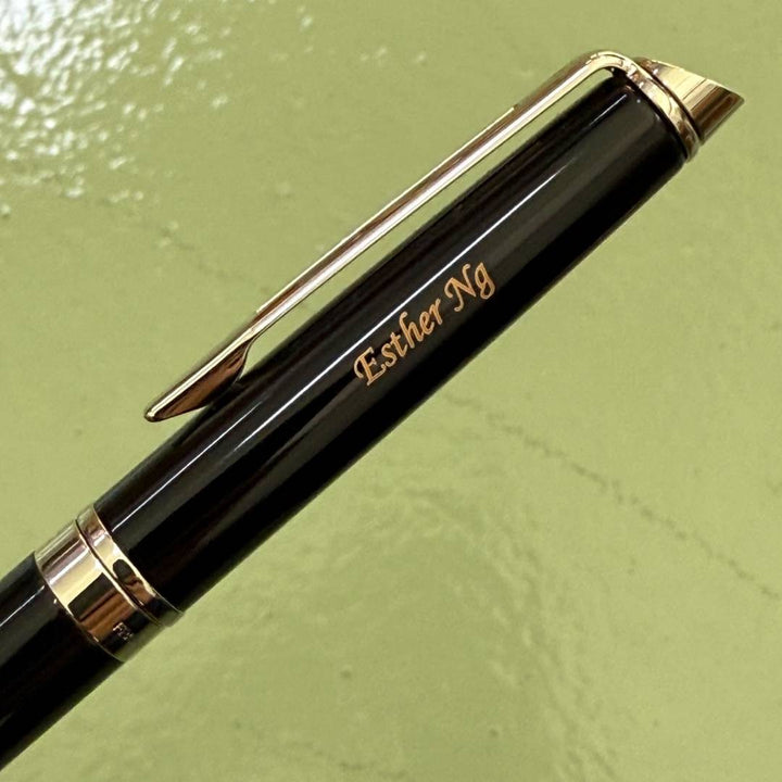 Personalized Name Engraving On Waterman Hemisphere Laque Black CT Rollerball