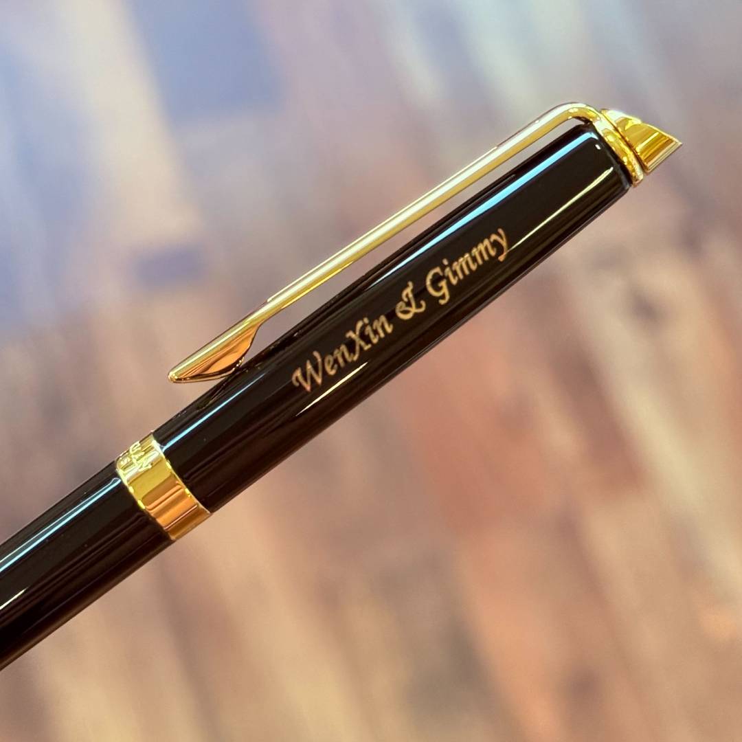 Personalized Name Engraving On Waterman Hemisphere Laque Black GT Ballpoint Pen