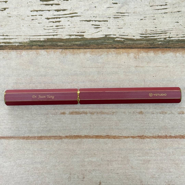 Personalized Name Engraving On Ystudio Classic Revolve Fountain Pen Red