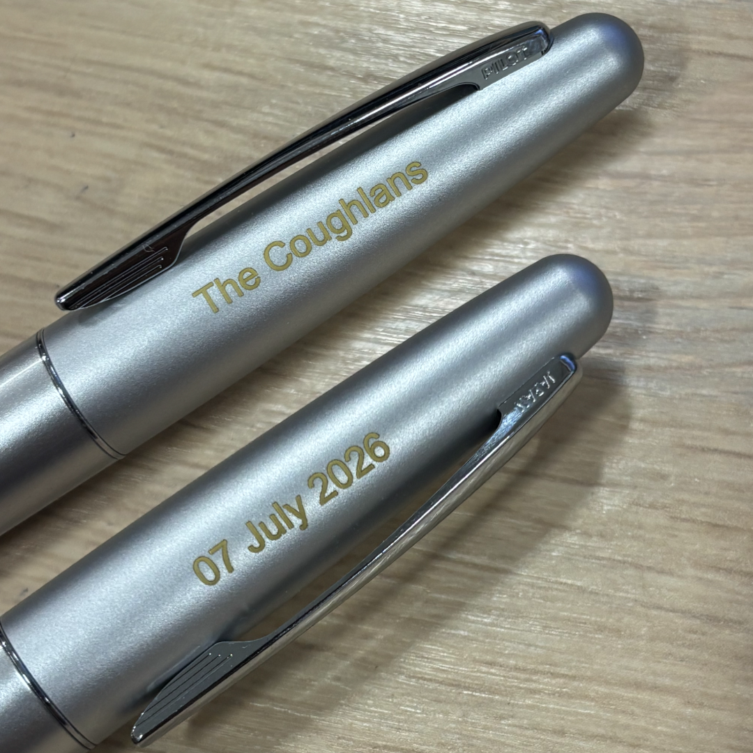 Personalised name two sides engraving on Pilot Metropolitan Classic MR1 Fountain Pen in Silver