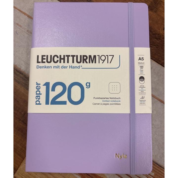 Personalized Name Embossing on Leuchtturm1917 120G Edition A5 Medium Hardcover Notebook - Dotted / Lilac