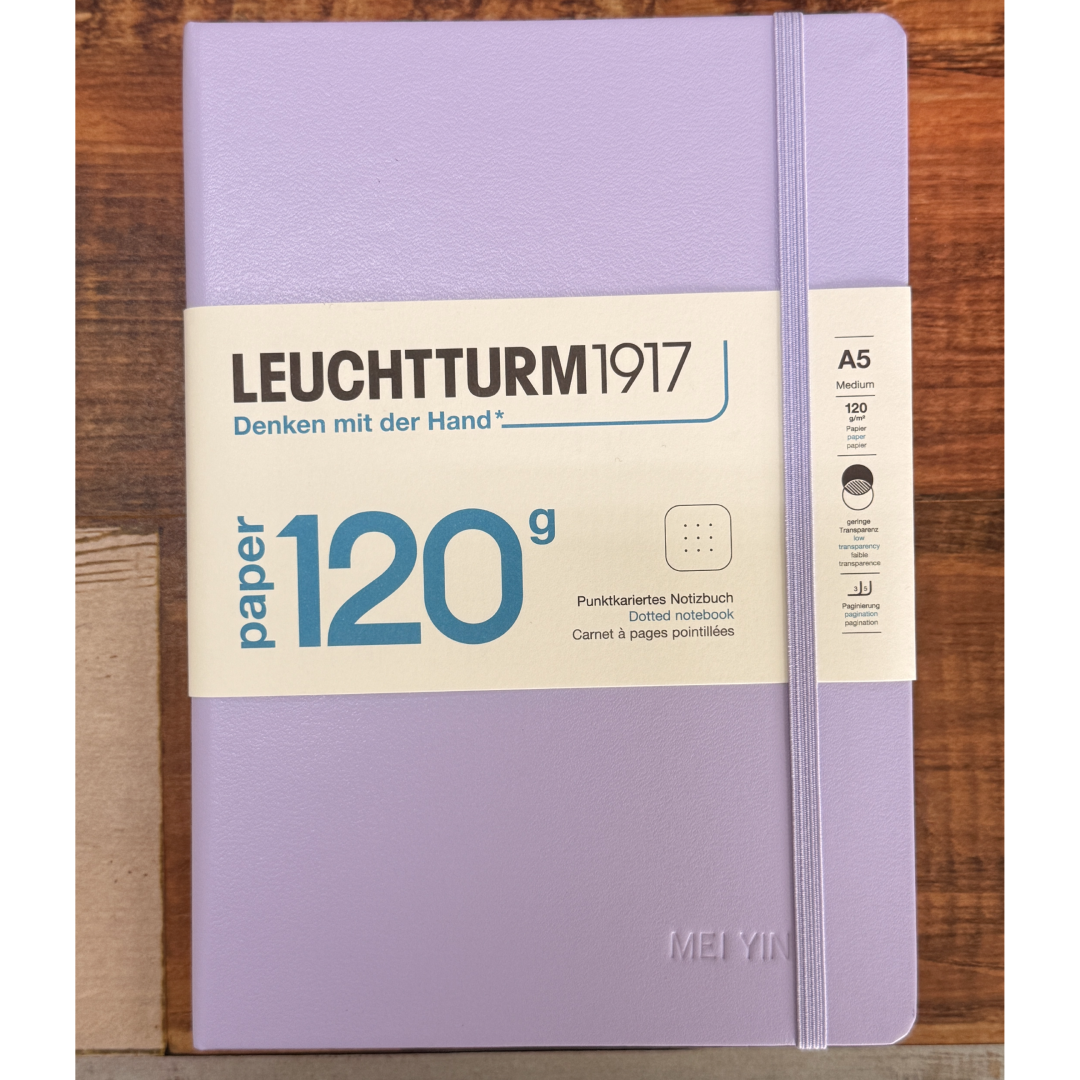 Personalised name embossing on Leuchtturm1917 120G Edition A5 Medium Hardcover Notebook - Dotted / Lilac