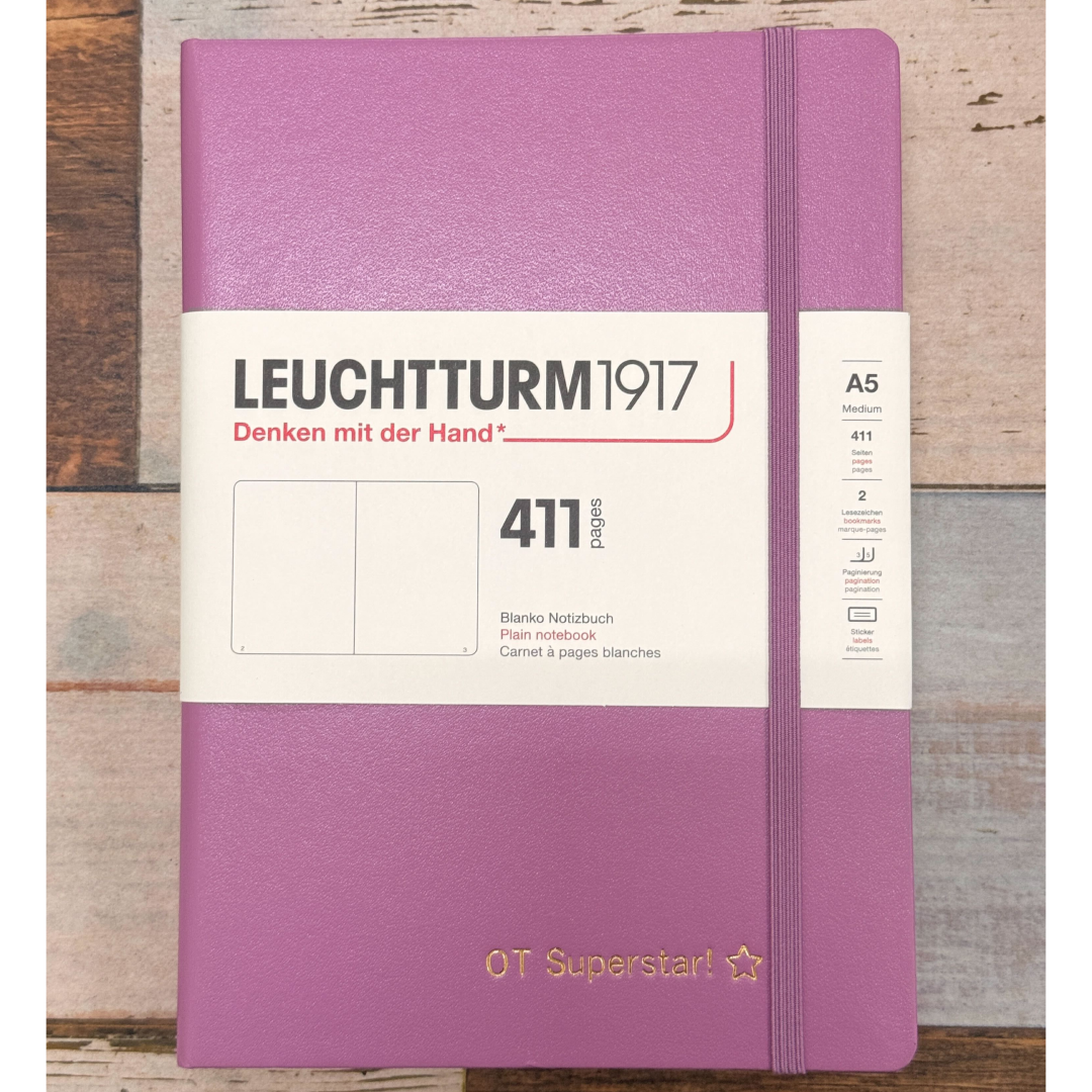 Personalized Name Embossing on Leuchtturm1917 A5 Medium Hardcover Notebook (Thick, 411 Pages) - Plain / Dusty Rose
