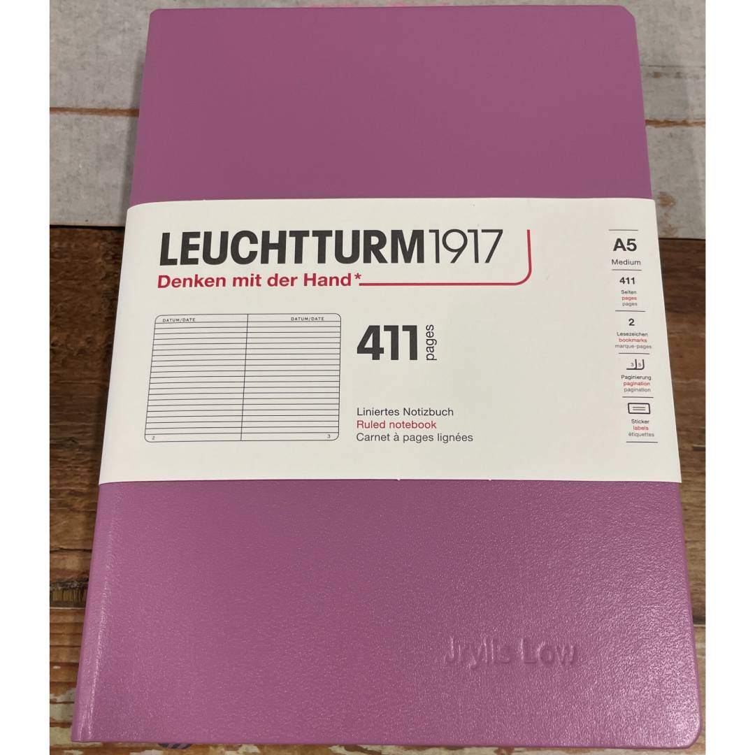 Personalized Name Embossing on Leuchtturm1917 A5 Medium Hardcover Notebook (Thick, 411 Pages) - Ruled / Dusty Rose