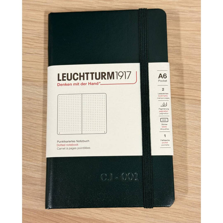 Personalized Name Embossing on Leuchtturm1917 A6 Pocket Hardcover Notebook - Dotted / Forest Green