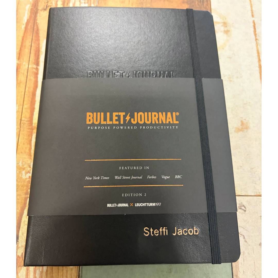 Personalized Name Embossing on Leuchtturm1917 Bullet Journal Edition 2 A5 Medium Hardcover Notebook - Dotted / Black