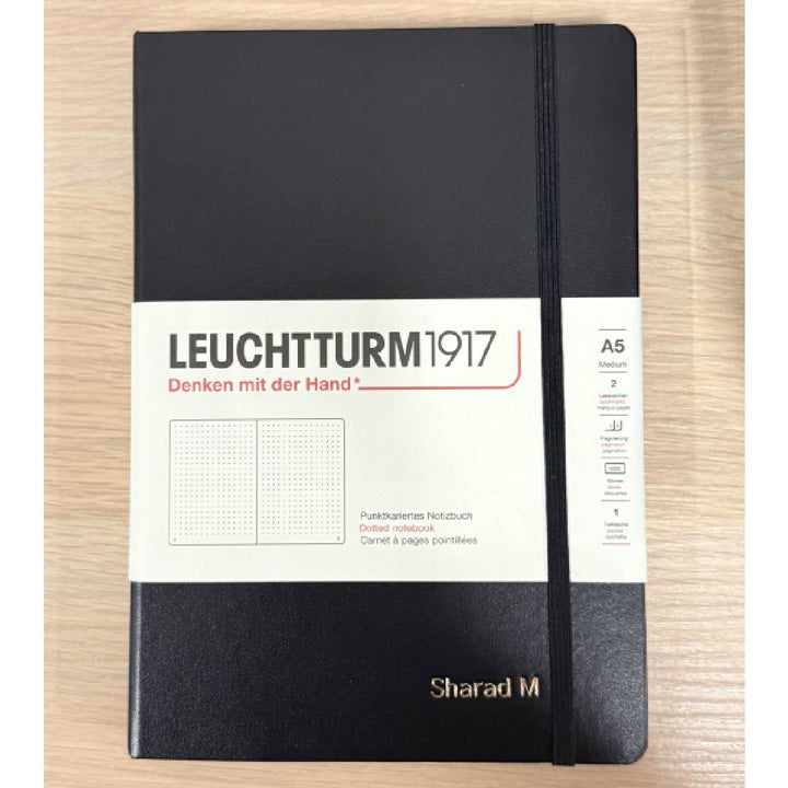 Personalized Name Embossing on Leuchtturm1917 A5 Medium Hardcover Notebook - Dotted / Black