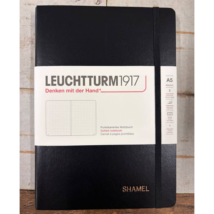 Personalized Name Embossing on Leuchtturm1917 A5 Medium Hardcover Notebook - Dotted / Black