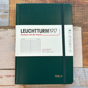 Personalized Name Embossing on Leuchtturm1917 Natural Colours A5 Medium Hardcover Notebook - Forest Green - Ruled