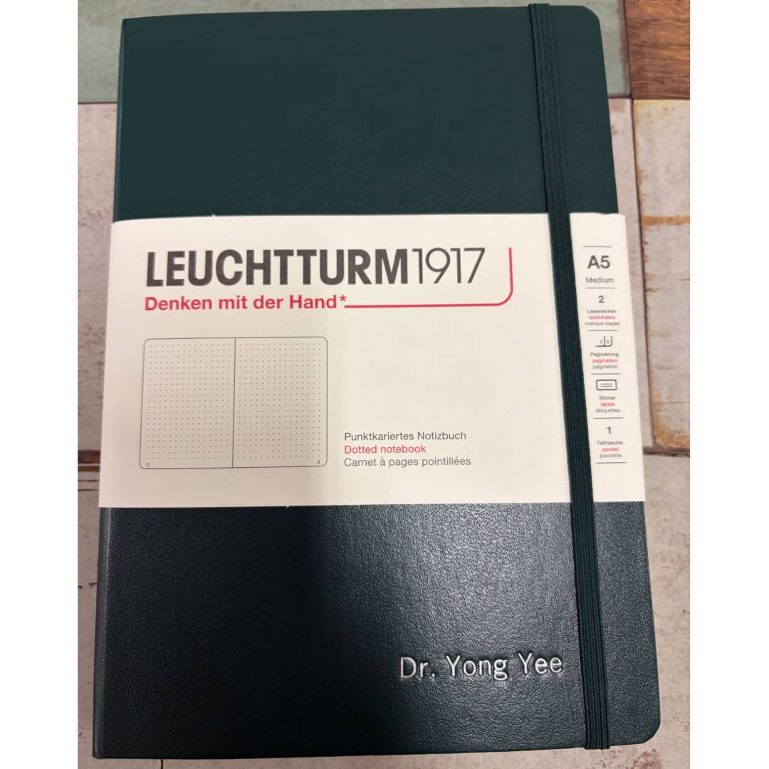 Personalized Name Embossing on Leuchtturm1917 Natural Colours A5 Medium Hardcover Notebook - Forest Green