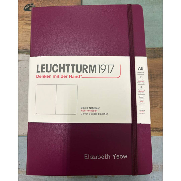 Personalized Name Embossing on Leuchtturm1917 A5 Medium Hardcover Notebook - Plain / Port Red