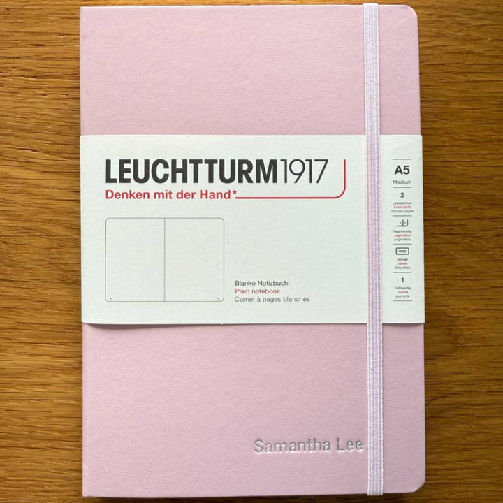 Personalized Name Embossing on Leuchtturm1917 A5 Medium Hardcover Notebook - Plain / Powder