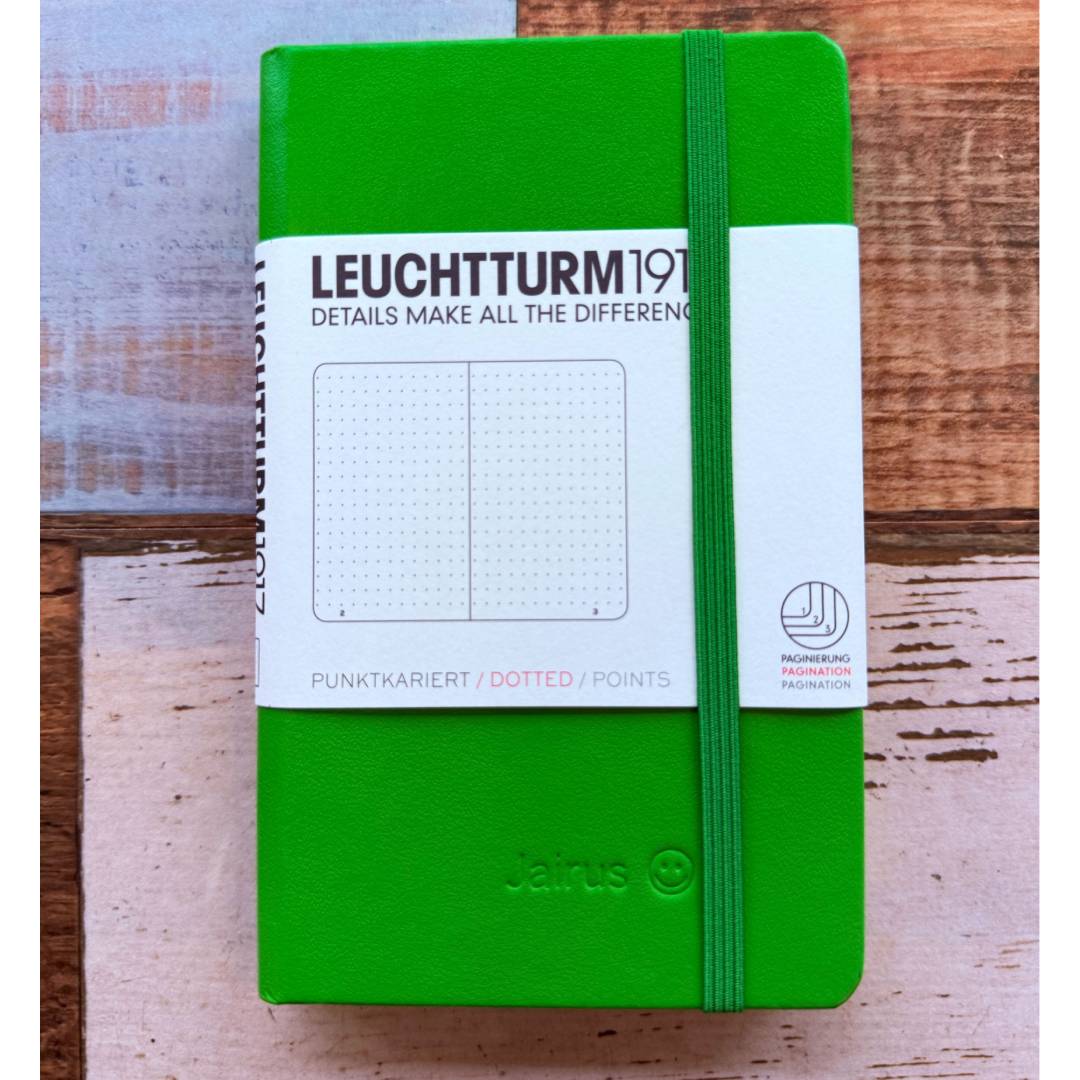 Personalized Name Embossing on Leuchtturm1917 A6 Pocket Hardcover Notebook - Dotted / Fresh Green