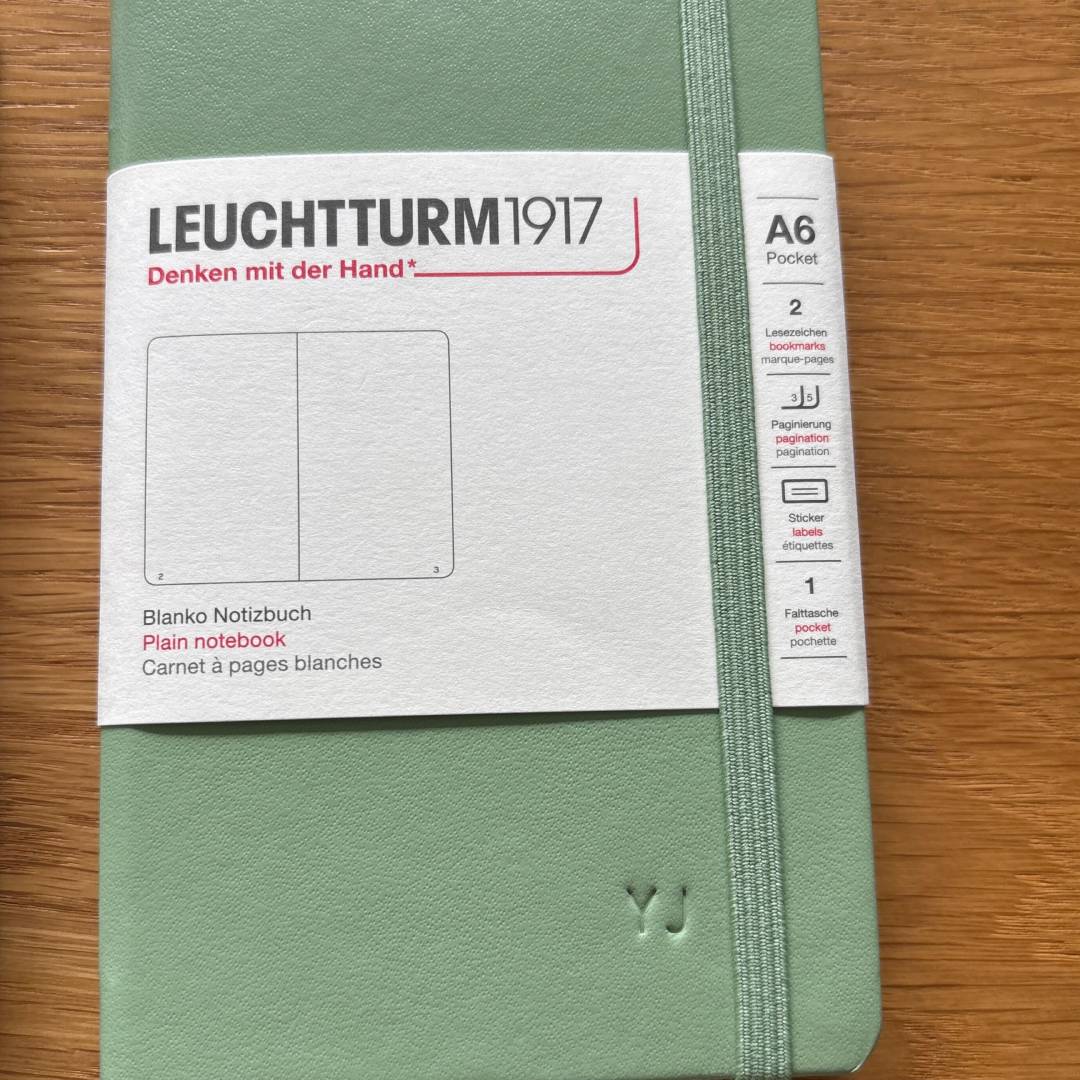 Personalized Name Embossing on Leuchtturm1917 A6 Pocket Hardcover Notebook - Plain / Sage