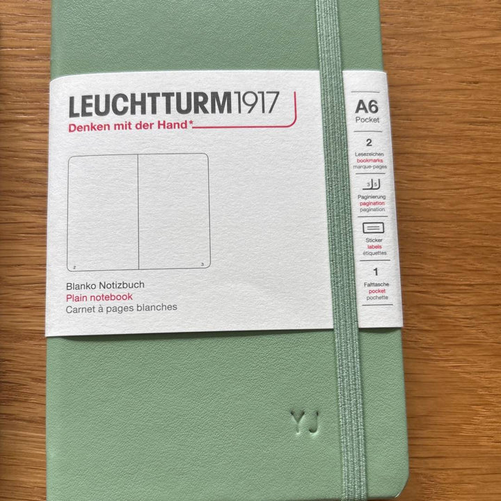Personalized Name Embossing on Leuchtturm1917 A6 Pocket Hardcover Notebook - Plain / Sage