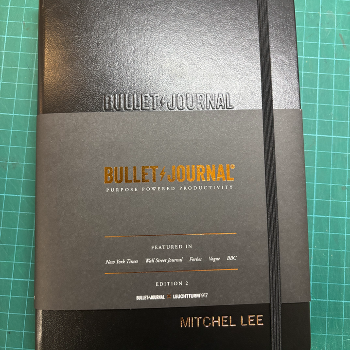 Personalised name embossing on Leuchtturm1917 Bullet Journal Edition 2 A5 Medium Hardcover Notebook - Dotted / Black