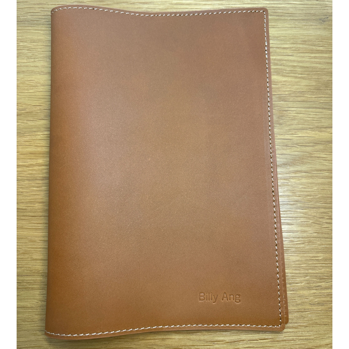 Personalised name embossing on Luxo Notebook Leather Cover A5 in Caramel — Cityluxe
