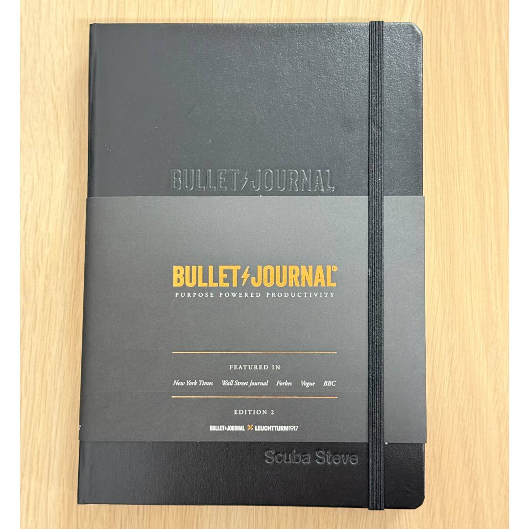 Personalized Name Embossing on Leuchtturm1917 Bullet Journal Edition 2 A5 Medium Hardcover Notebook - Dotted / Black