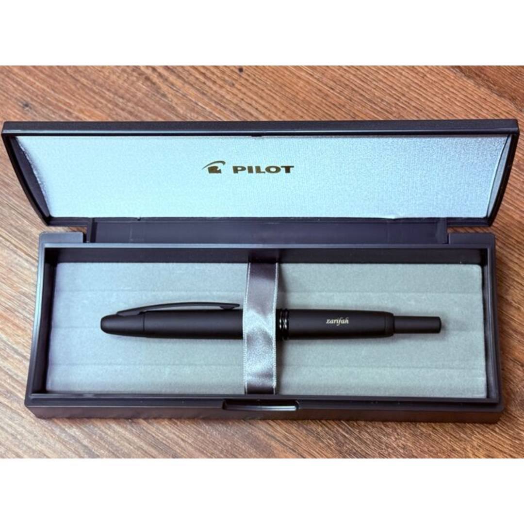 Personalized Name Engraving On Pilot Capless Fountain Pen - Matte Black 18K Gold Rhodium-plated Nib