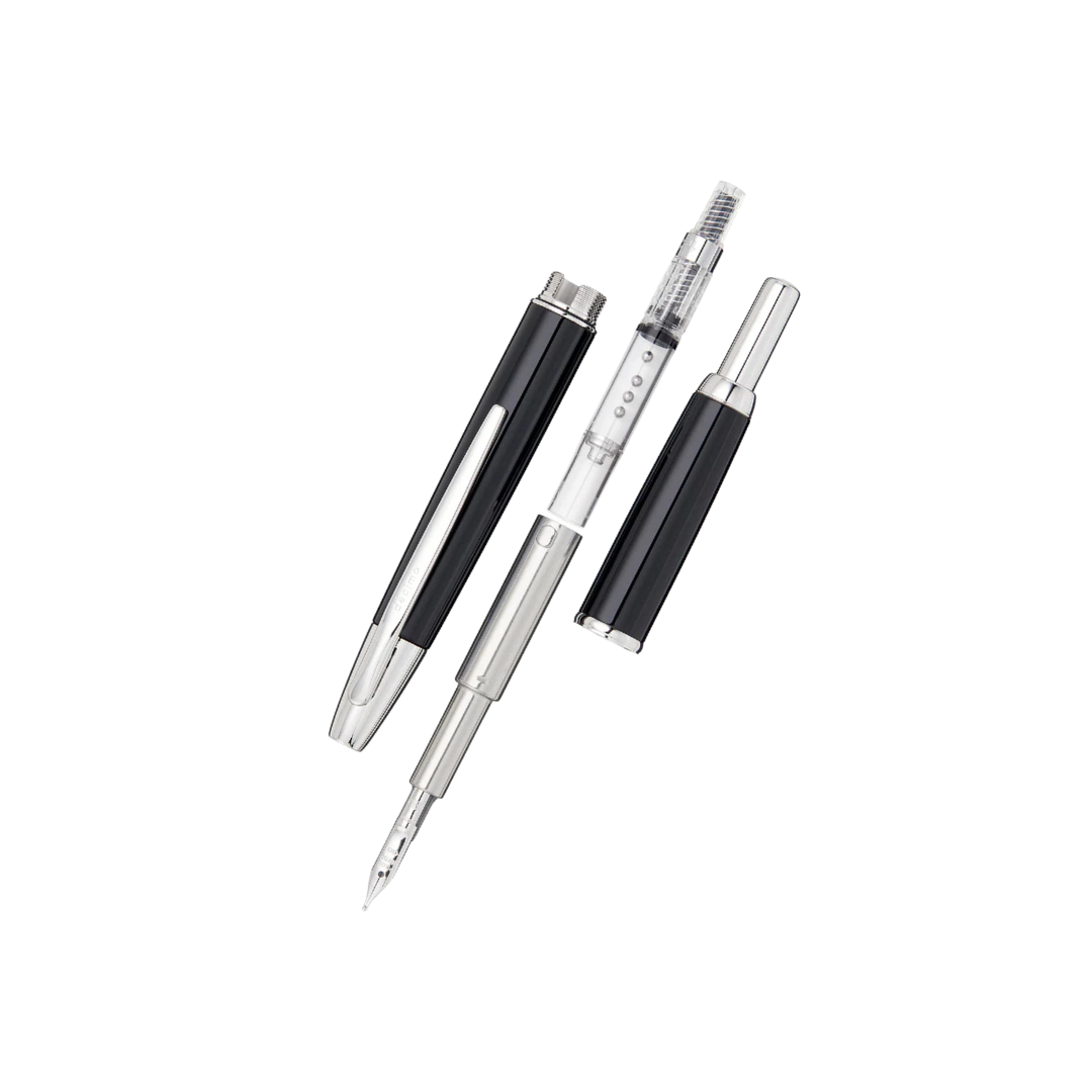 Pilot Capless Decimo Fountain Pen - Black with 18K Gold Rhodium-plated Broad Nib