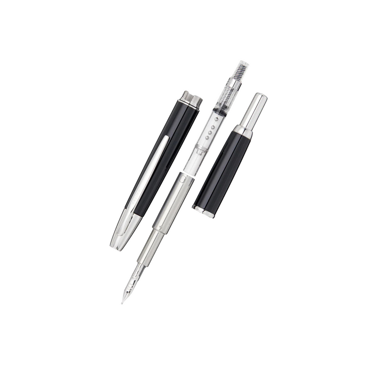 Pilot Capless Decimo Fountain Pen - Black with 18K Gold Rhodium-plated Broad Nib