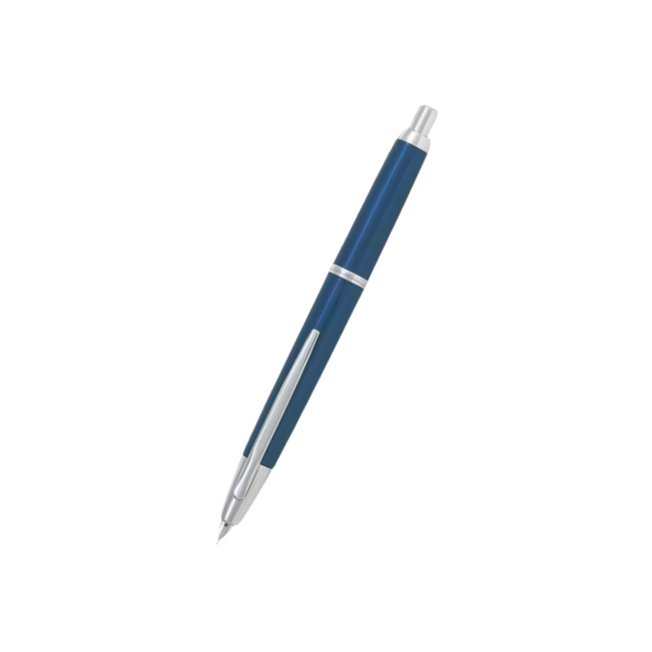 Pilot Capless Decimo Fountain Pen - Blue with 18K Gold Rhodium-plated Broad Nib — capped